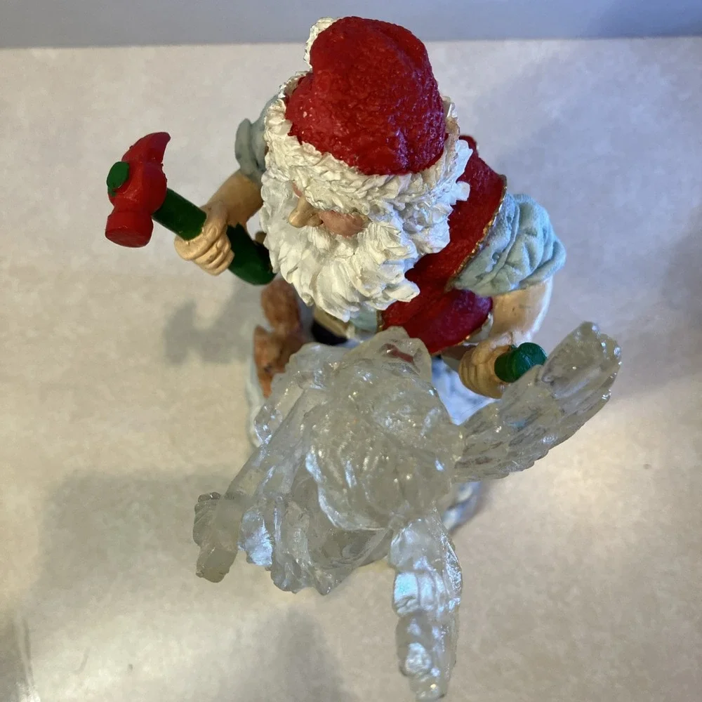 Vtg Santa Claus Carving Ice Angel Figurine Resin Christmas Decor Squirrel Bird